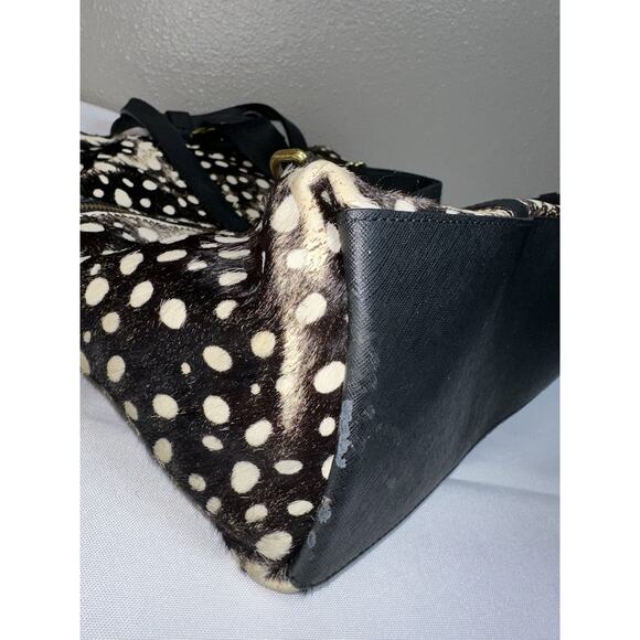 Henri Bendel Jetsetter Backpack Calf Hair Leopard Black Cream PROJECT READ - Picture 14 of 16